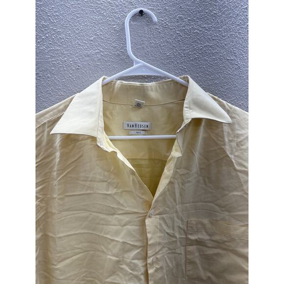 VanHeusen Mens Shirt Size 17 34/35 Tall Yellow Long Sleeve Button Up - Picture 2 of 11